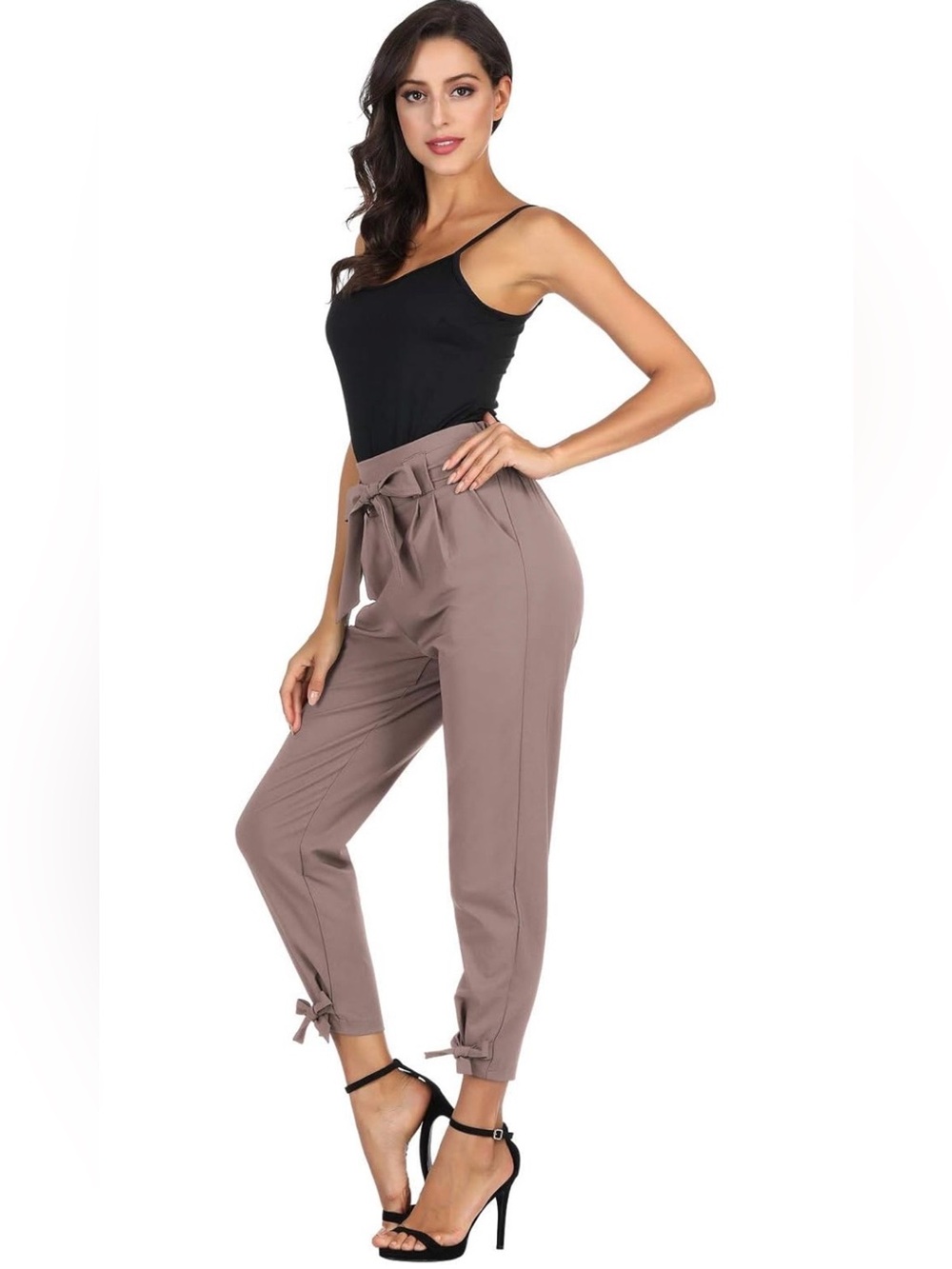Grace Karin Rose Purple High Waist Pencil Pants W/Pockets Bow-Knot Paper Bag 2XL